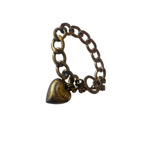Juicy Couture HEART PENDANT BRACELET toggle clasp gold Y2K - Picture 3 of 8